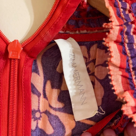 ZIMMERMAN Raie Swing Printed Ramie Maxi Dress in Red - Picture 5 of 7